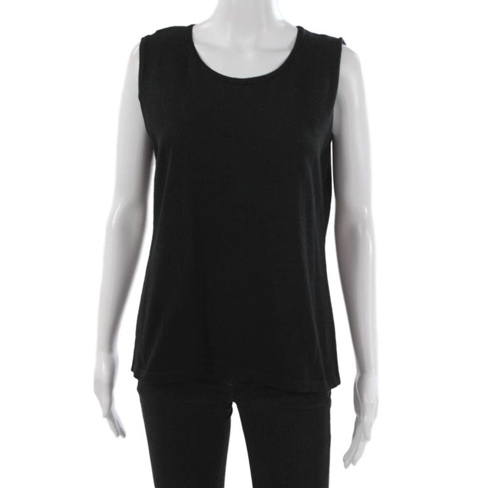 Jennifer Tyler Women Basic Tank Black Knit Round Neck Sleeveless Size 48